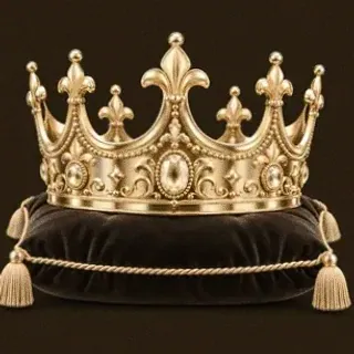 Gold crown on cushion — Red Lion