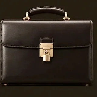 Locked leather briefcase — Red Lion