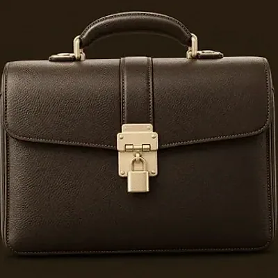 Locked leather briefcase — Red Lion